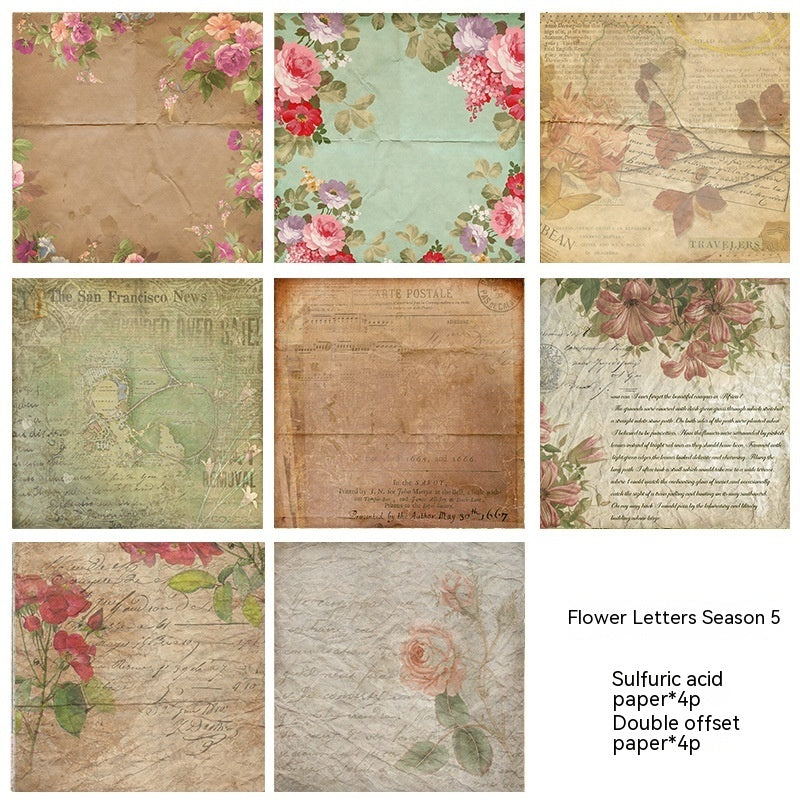 Large Size Vintage Journal Material Paper Flower Plant Base Background Music Score Journal Stickers
