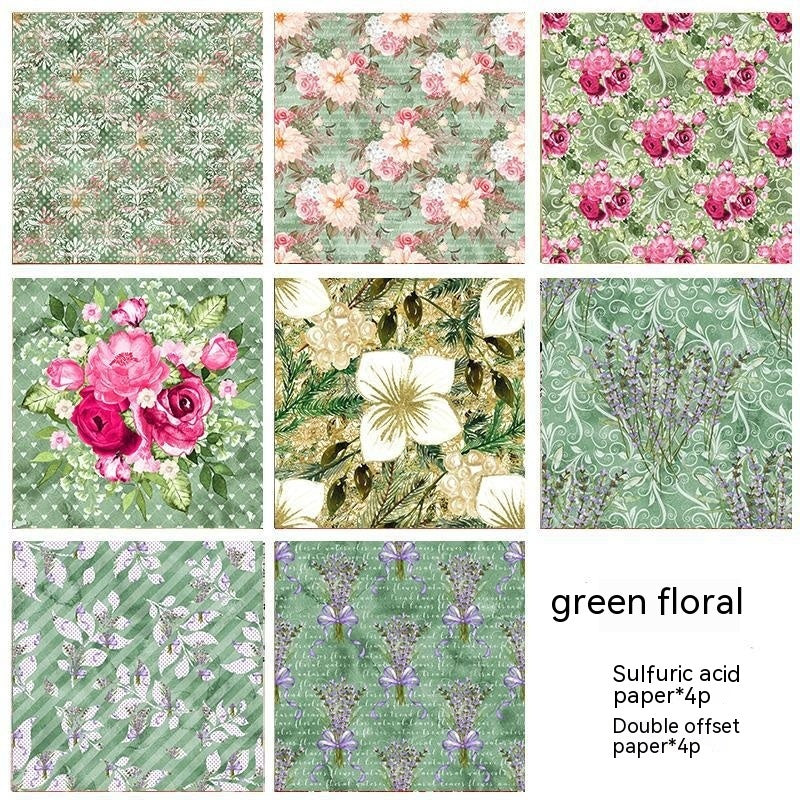 Large Size Vintage Journal Material Paper Flower Plant Base Background Music Score Journal Stickers