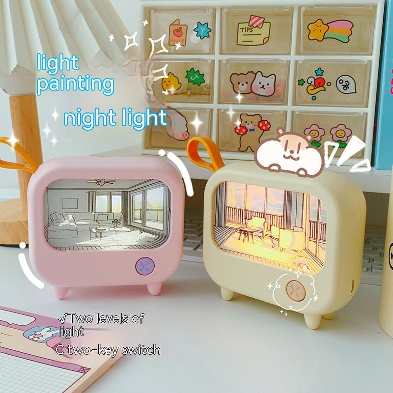 Retro TV Small Night Lamp – LED Ambient Sleeping Light