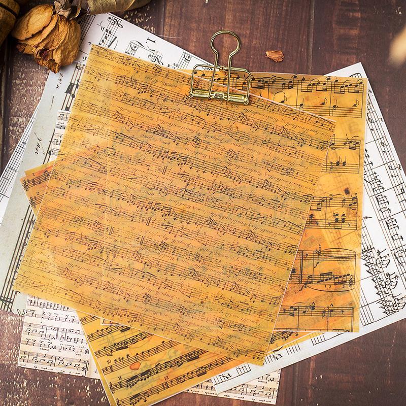 Large Size Vintage Journal Material Paper Flower Plant Base Background Music Score Journal Stickers