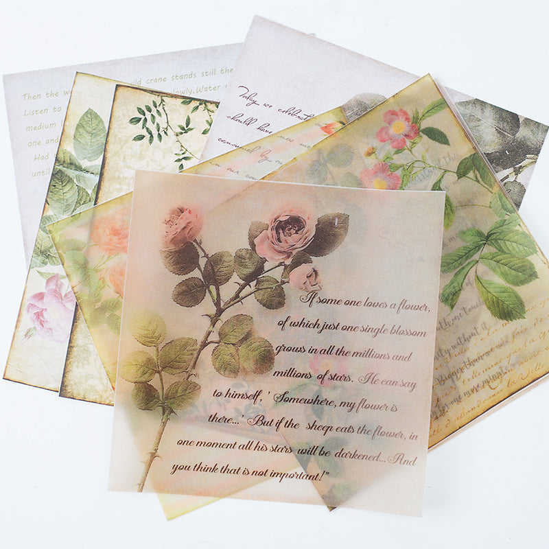 Large Size Vintage Journal Material Paper Flower Plant Base Background Music Score Journal Stickers